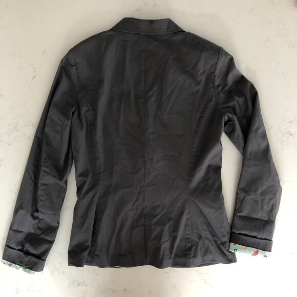 Twik Simons Casual Cotton 2 Button Fruit Print Lined Blazer Jacket Grey Sz M - Picture 5 of 10